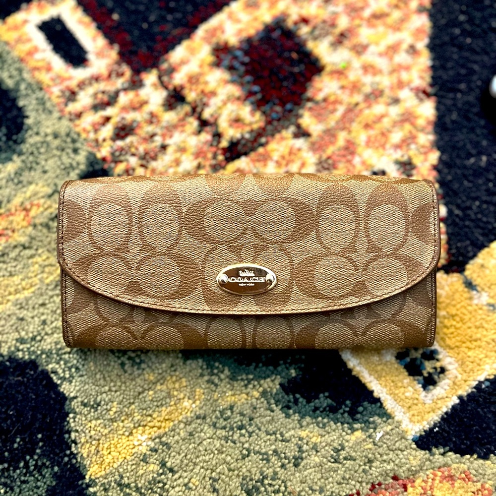 Coach fold Wallet brown beige blue